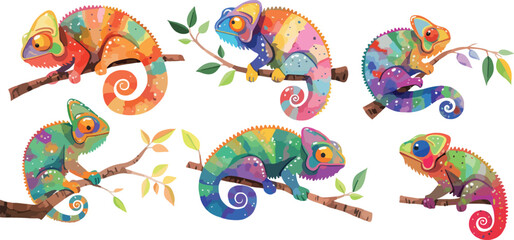 chameleon watercolor clipart