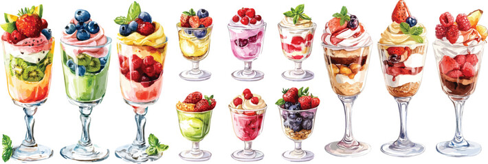 parfait watercolor clipart