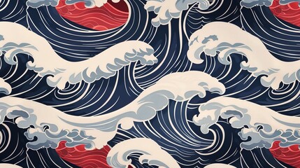 Japanese wave seamless pattern wallpaper