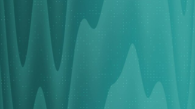 Blaugr&uuml;ne Wellenlinien mit hellblauen Punkten auf dunklem Hintergrund, ideal f&uuml;r Hintergr&uuml;nde, abstrakte Designs, digitale Kunst oder Technologiethemen.