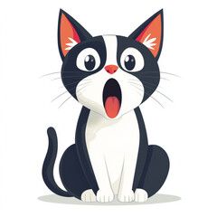 A cute cat with an open mouth and a surprised expression