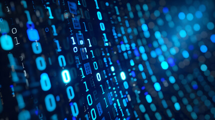 Obraz premium Futuristic Sci-fi Blue Binary Code Digital Background 