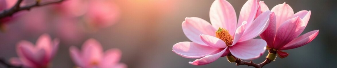 Obraz premium delicate petals unfurl from magnolia blossoms, springtime, tranquility, bloom