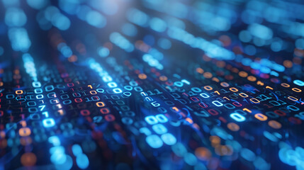 Futuristic Sci-fi Blue Binary Code Digital Background
