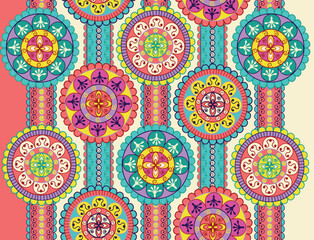 Fototapeta premium Vibrant Floral Mandala Pattern for Textiles or Decor