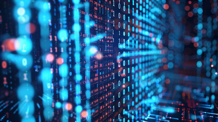 Obraz premium Futuristic Sci-fi Blue Binary Code Digital Background 
