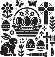 Easter icon silhouette vector with white background
