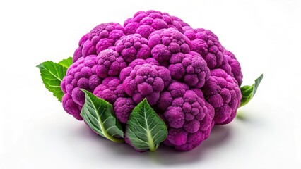 Close-Up Photography of Purple Cauliflower Isolated on White Background - Vibrant Vegetable Imagery for Culinary and Health-Related Content