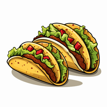 tasty tacos with lettuce and tomatoes clip art preview
