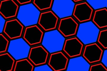 abstract background hexagon pattern with black red and blue colors