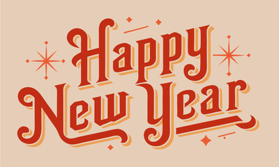 Festive Happy New Year Typography Celebration on a Vintage Background Design