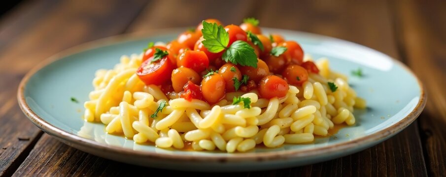 Plato de arroz sobre mesa con salsa y vegetales, mesa, comida casera