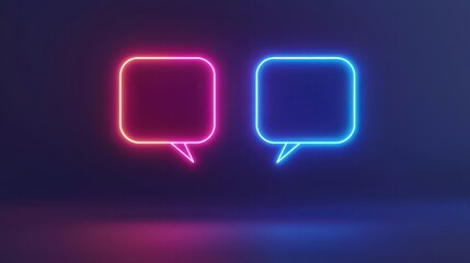 Fototapeta premium Neon Speech Bubbles Representing Customer Interactions with Interpretations in a Modern Digital Context