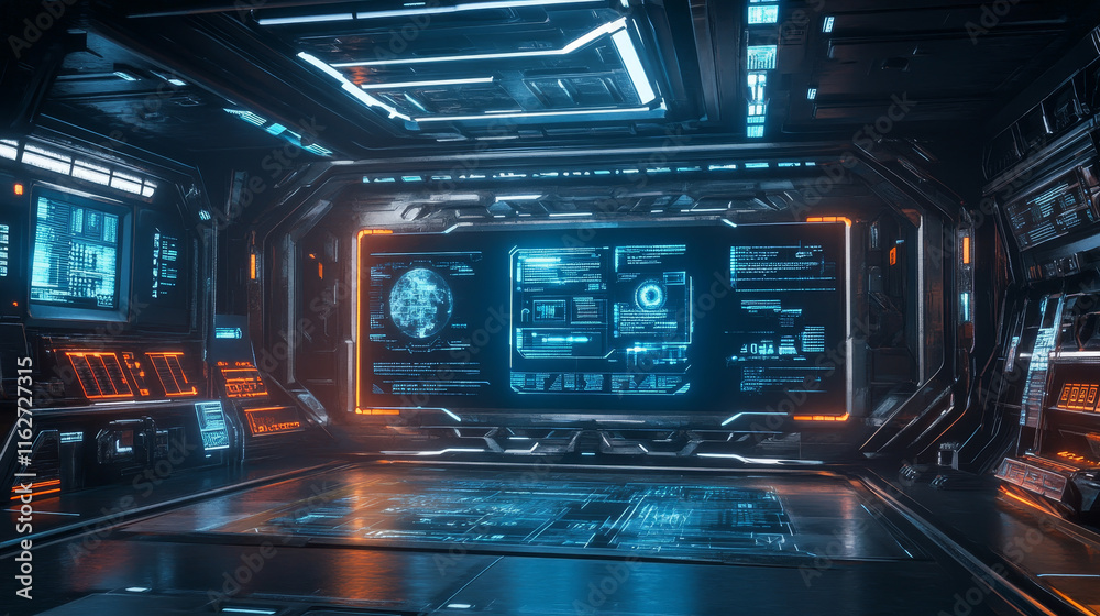 Poster hud futuristic header and footer interface vector elements of sci fi and tech game. future technolog