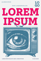 Vintage styled mystic TV poster or flyer design template with retro psychedelic composition electric and TV show or live concert or performance poster 01