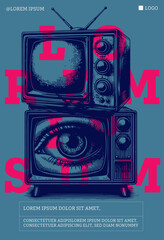 Vintage styled mystic TV poster or flyer design template with retro psychedelic composition electric and TV show or live concert or performance poster 02