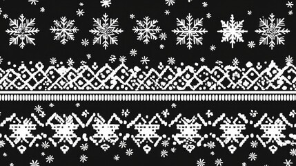 Black and white patterned Christmas sweater design, perfect for cozy winter apparel themes