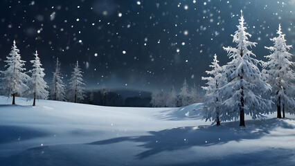 Naklejka premium Winter landscape snowy, capacious snow-covered field it is snowing