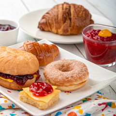 breakfast with croissants and coffee