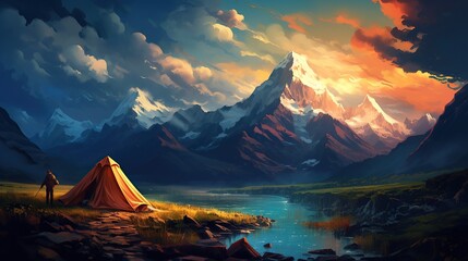 sunset in the mountains