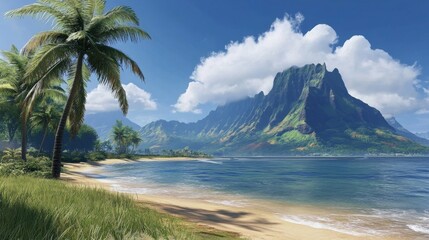 Serene Lagoon with Gentle Ocean Waves and Natural Lighting