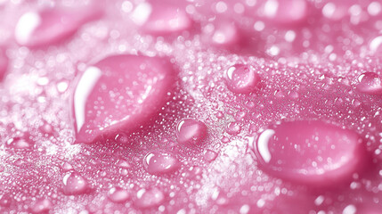 Delicate raindrops accumulate on a vibrant pink surface, showcasing the beauty of nature’s elements during springtime