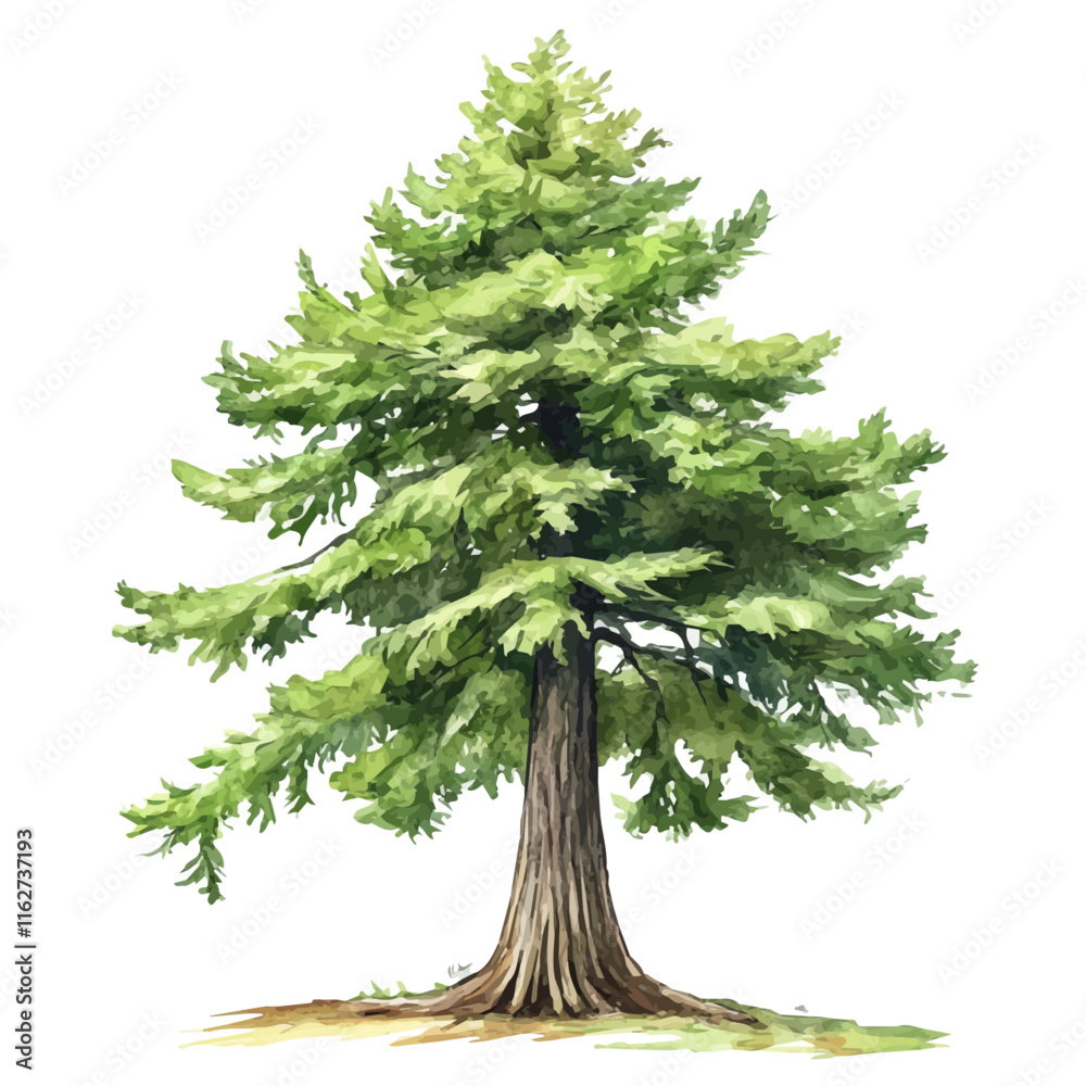 Wall mural a watercolor of a bald cypress tree, isolated on a white background. bald cypress tree vector.