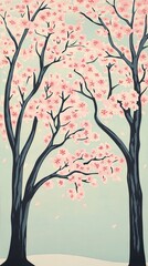 Fototapeta premium Two Cherry Blossom Trees In Full Bloom