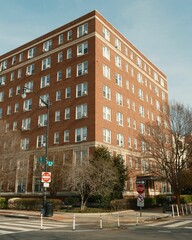 Old brick residential building near Dupont Circle in Washington, DC