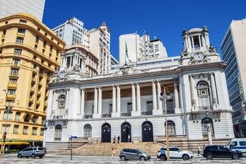 Historic architecture and modern buildings in Rio de Janeiro showcasing urban contrast