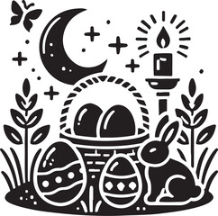 Easter icon silhouette vector with white background