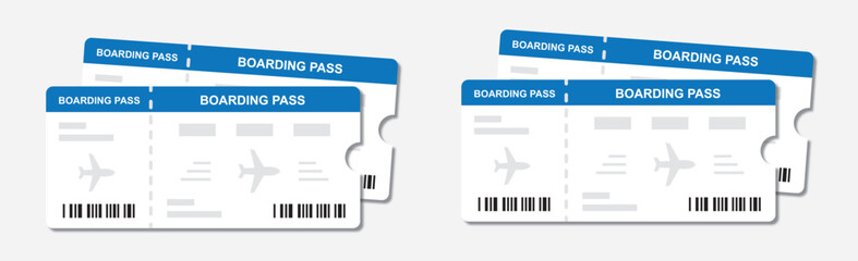 Plane tickets icon. Boarding pass set icon, vector illustration