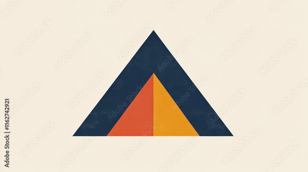 Poster A minimalist geometric design featuring a large triangle with inner shapes in warm colors.