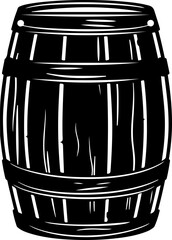 Illustration of a Wooden Barrel