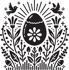 Easter icon silhouette vector with white background