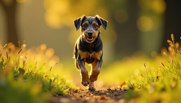 Perro cocker con el rabo entre las piernas mientras camina, perro, paisaje, compa?ero