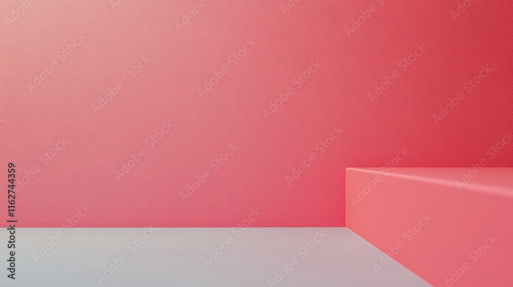 Poster a minimalist scene with a pink wall and corner, creating a modern aesthetic.
