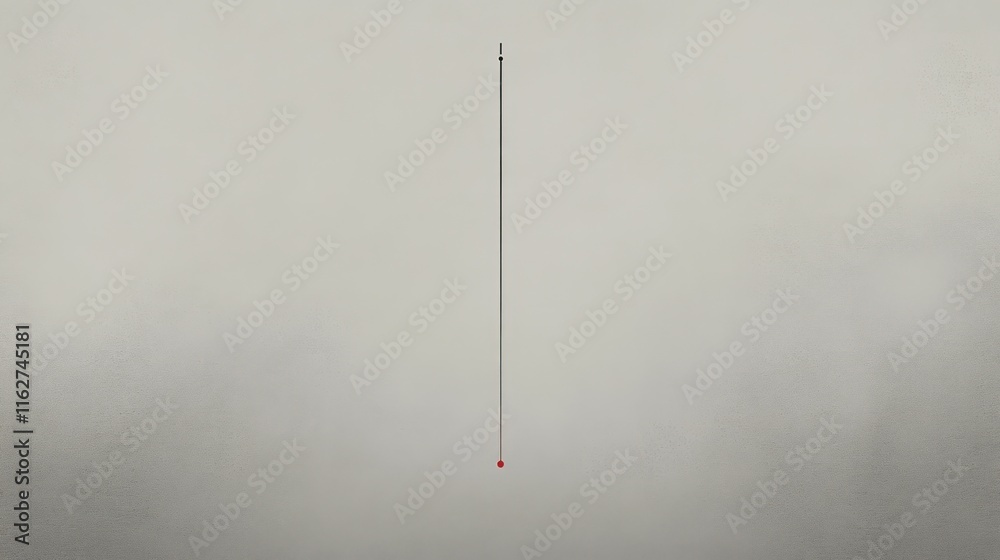 Poster a minimalistic image featuring a thin vertical line with a small red dot at the bottom.