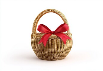 
Golden basket with a red ribbon, isolated on a white background. 3D rendering illustration, 8K resolution, high-quality photography, photoshoot, high-quality, high-detail, hyper-detailed,