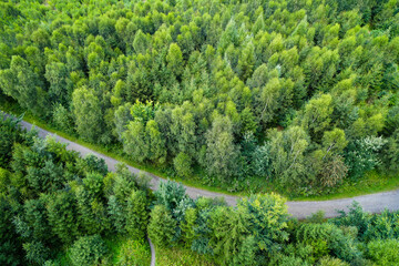 View from the observation tower at Möhnesee of the surrounding green landscape. Nature at...