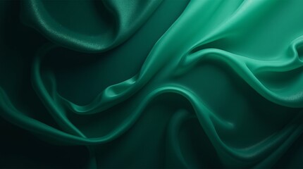 Obraz premium Black dark teal jade emerald sea aventurine green abstract background. Silk satin fabric. Glitter shimmer. Color gradient. Line stripe wave shadow. Drapery curtain. Luxury elegant subtle. Blank design