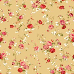 Charming Vintage Rose Pattern on a Light Beige Background