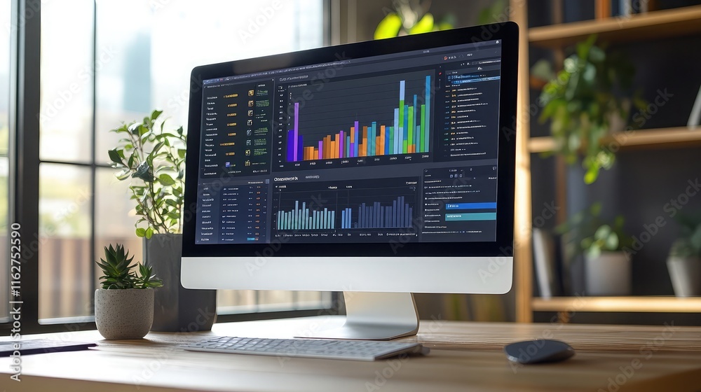 Poster ai-driven data analytics displayed on a computer screen, representing innovation in business intelli