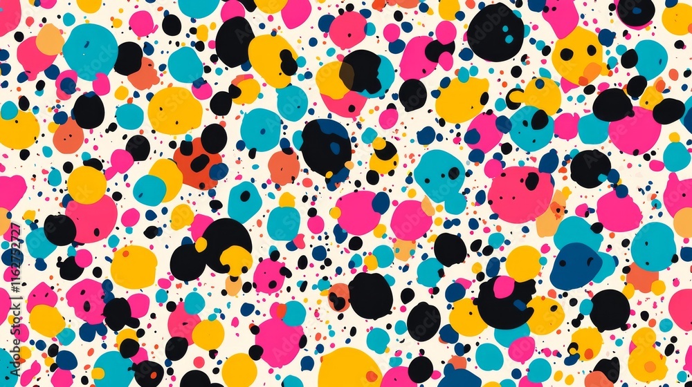 Wall mural vibrant pop art style abstract background featuring colorful spotty patterns with dynamic memphis te