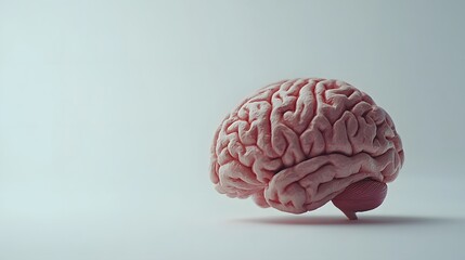 human brain model, on the right side of a white background