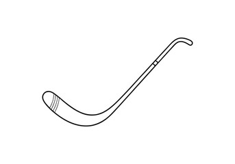 Minimalist Continuous Line Art of a Hockey Stick with Curved Blade in a Modern Sports Style