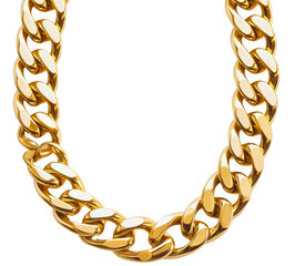 Shiny gold chain jewelry isolated design, luxury metal necklace links, elegant golden fashion accessory closeup
