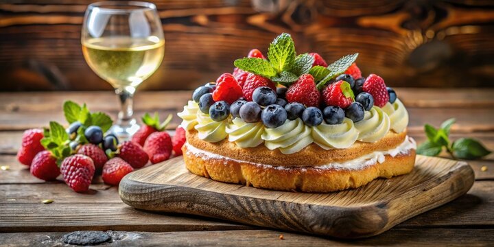 Tarte Tropezienne Dessert with Fresh Berries and White Wine - Indulgent Pastry for Gourmet Lovers