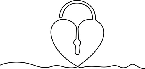 Lock Continuous one line drawing illustration