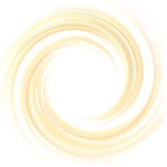 Light yellow color eddy flow aqua banner of rippled surface. Closeup view text space glowing center. Sweet yummy beige tasty volute melted fatty milky beige butter sign icon logo frame border symbol